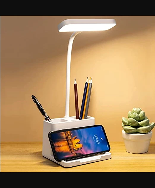 Lampada Da Tavolo Porta Telefono Portamatite Studio Scrivania Ufficio Casa A Led