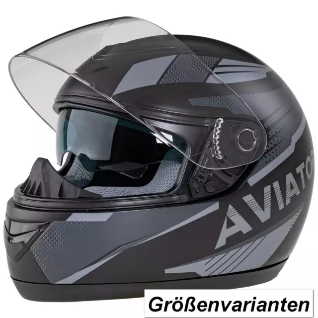 Casco Integral con Parasol Mate de Moto Negro Gris Quad Plegable