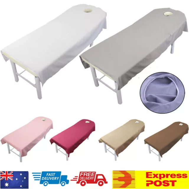 Reusable Beauty Massage Table Cover Spa Bed Salon Couch Sheet with Face Hole AU