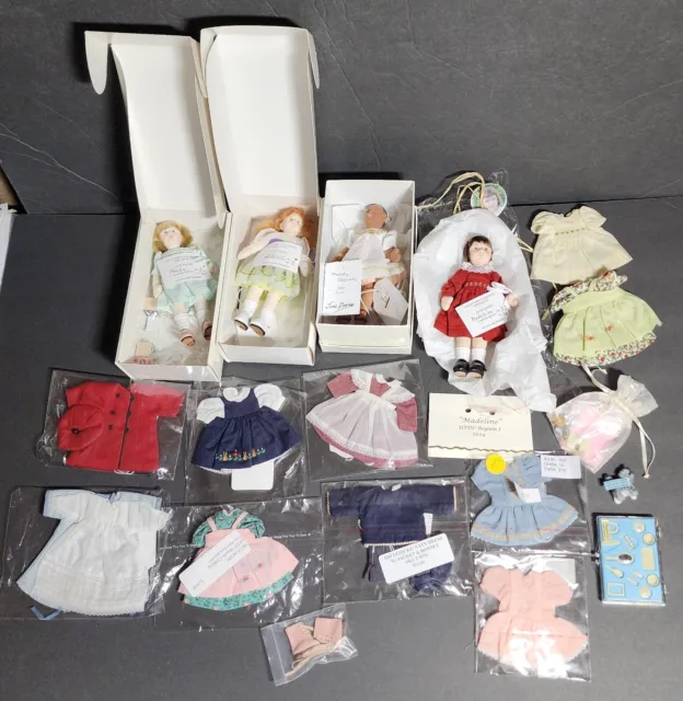 Jane Davies Deb Canham 6" Cloth Dolls & Accessories Travel Trunk Collection RARE