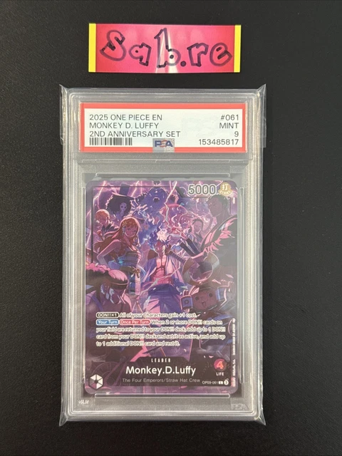 PSA 9 MONKEY D. Luffy 2nd Anniversary Set OP09-061 One Piece