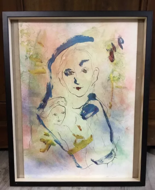 🌈 Ernesto Treccani “Madre e figlio “ opera unica 40x50 con autentica + omaggi