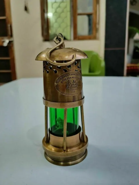 Lámpara de aceite menor de latón antiguo Linterna de barco marítimo 6"...