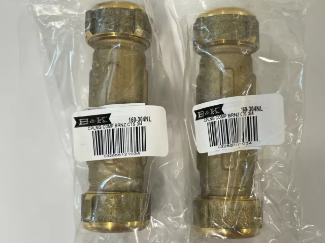 LOT OF 2 NEW B&K 3/4 in. CTS Bronze Compression Coupling