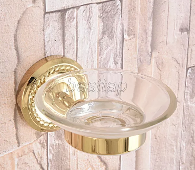 Gold Color Brass Wall Mounted Soap Dish Holder Bathroom Accessory sba586