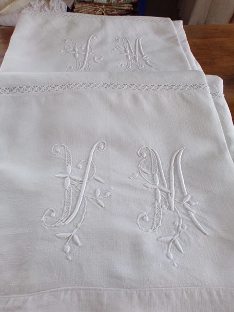Coppia Di Lenzuola IN Métis Iniziali " V M " 200 CM X 300cm