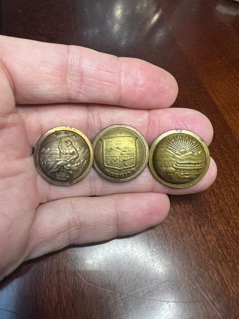 Post Civil War Ohio Wyoming & California State Seal Militia Staff Coat Buttons