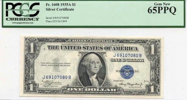 1935A  $1 Silver Certificate FR#1608 PCGS Gem 65PPQ