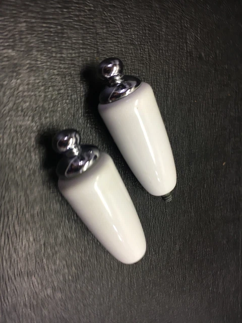 Vintage silver and white tone faucet handle replacement set