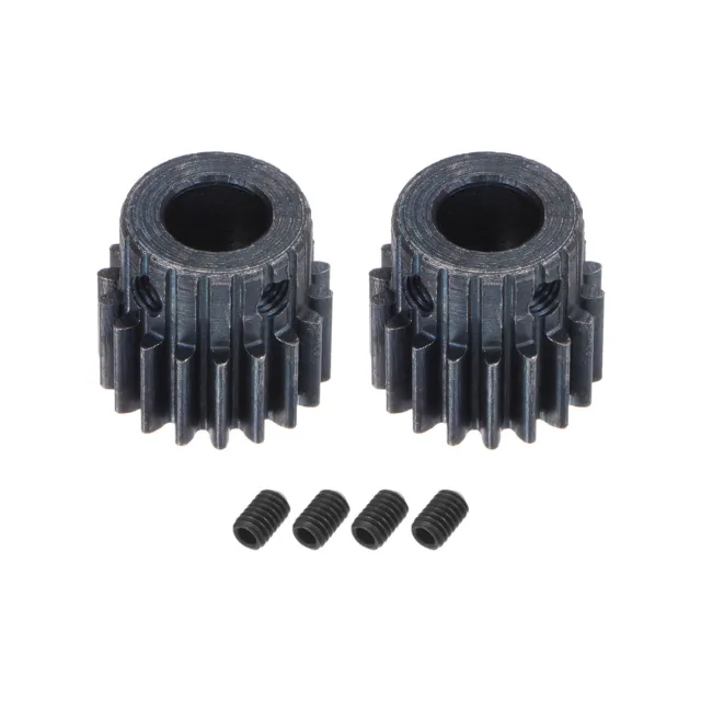 1Mod 18T Pinion Gear 8mm Bore 45# Steel Motor Rack Spur Gear with Step, 2 Set