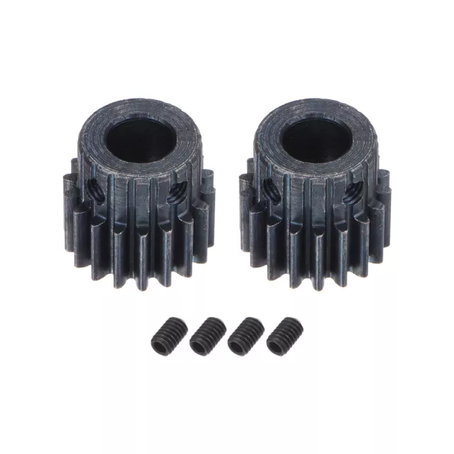 1Mod 18T Pinion Gear 8mm Bore 45# Steel Motor Rack Spur Gear with Step, 2 Set