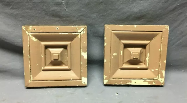 Pair Architectural Salvaged Decorative Corner Door Window Blocks Old VTG 675-21B