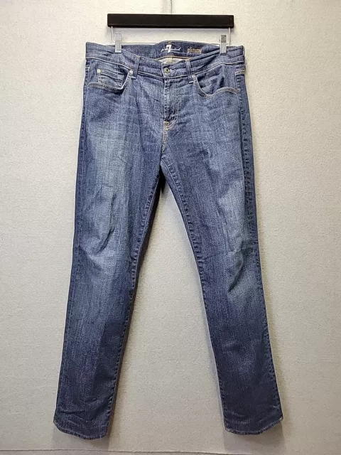 7 For All Mankind Men's Jeans Slimmy Straight Medium Wash Leg Size 34