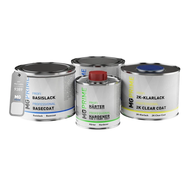 Vernice per auto Kit barattolo per Mercedes 9389 389 Beringweiss Metallic 1,75L
