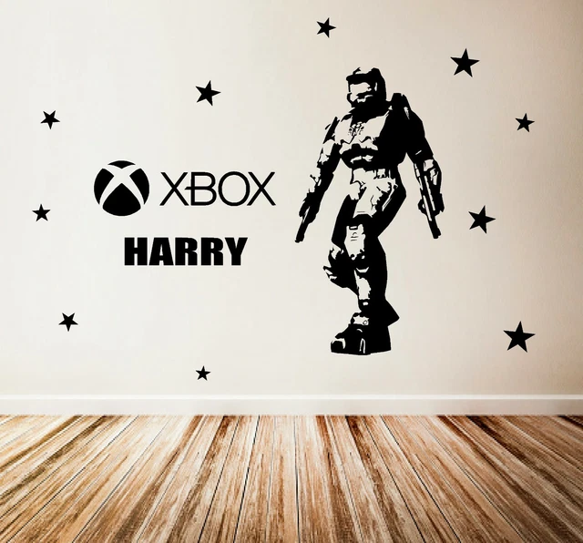 Vinyl wall stickers name sticker transfers Gamer Personalised Xbox Halo Gaming