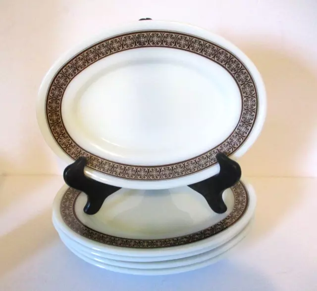 5 Vintage PYREX TABLEWARE Glass Oval Snack Sandwich Lunch Plates  MOCHA #794
