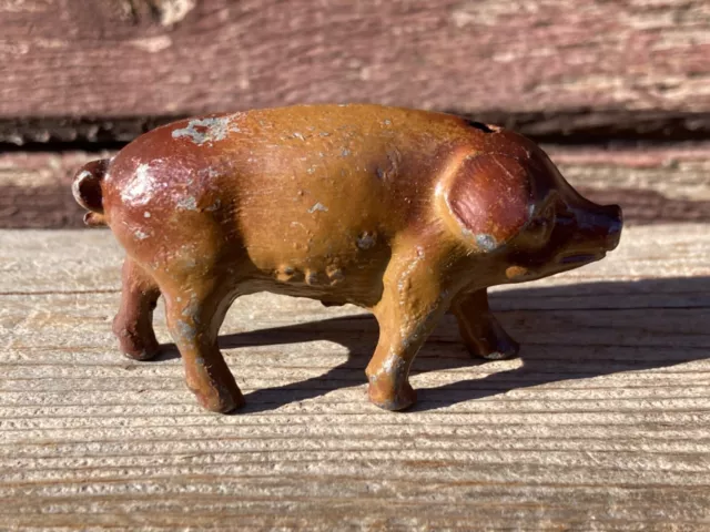 Old American Metal Toys U.s.a. Lead 1930S Farm Series  Brown Pig 252