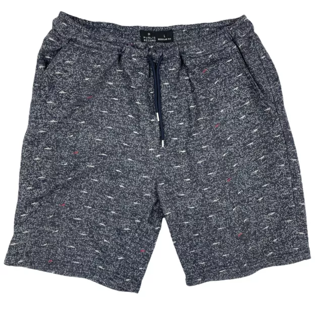 Public Record Sweat Shorts Men's Large Gray Draw String Regular Fit Pockets