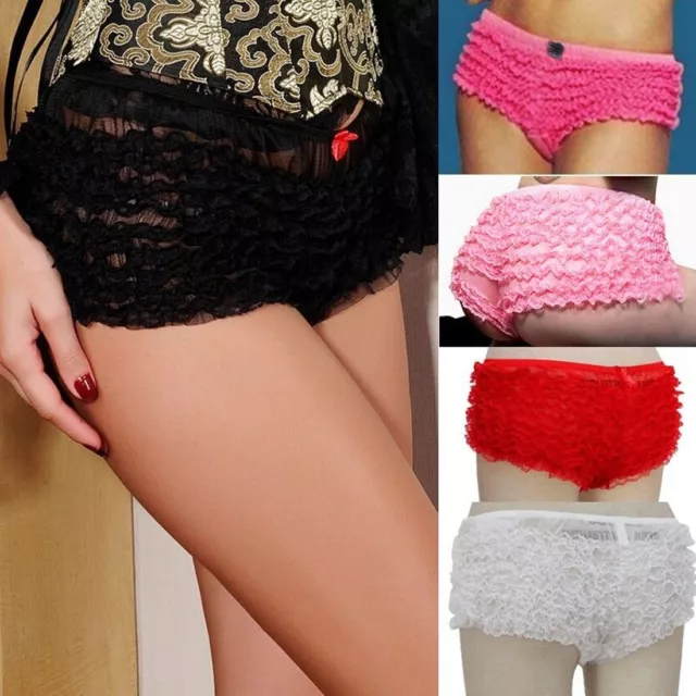 Womens Lace Ruffle Panties Sexy Lingerie Sissy Bloomer Briefs Underwear Knickers