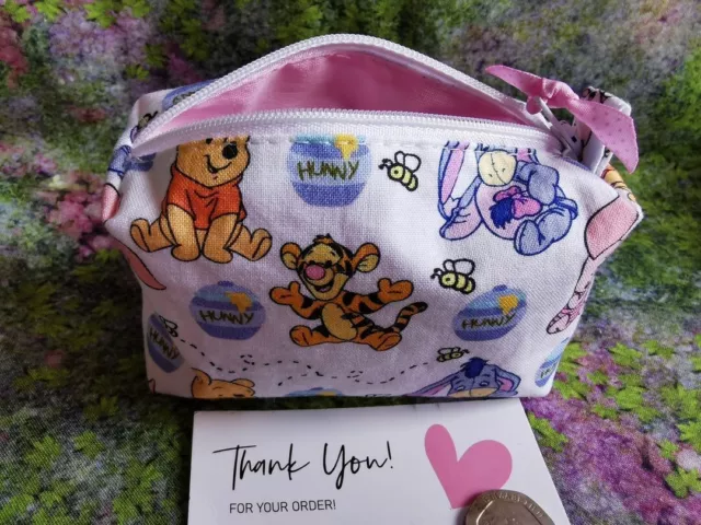 Disney Winnie The Pooh Tigger Eeyore Zip Coin Purse Lined For Cards Cash