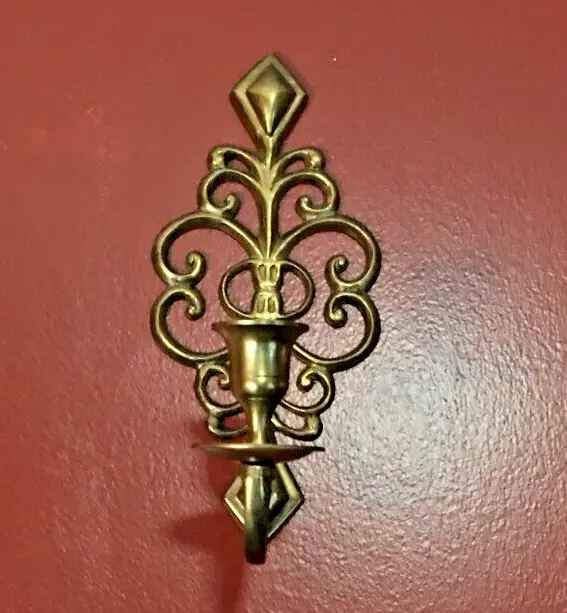 Single Mid Century Hollywood Regency Brass Wall Sconce Candle Holder - India
