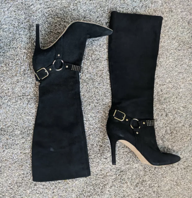 Via Spiga Black Leather Stillheto Heeled Boots Calf Height Shaft women's size 9