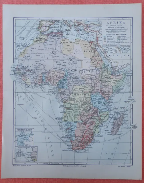 POLITISCHE ÜBERSICHT AFRIKA KOLONIEN DOA Kamerun Historische Landkarte 1905