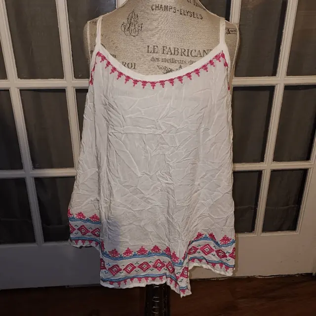 NWT TORRID WOMENS White Gauze Embroidered Lace Back Cami Tank Top 2 2X ...
