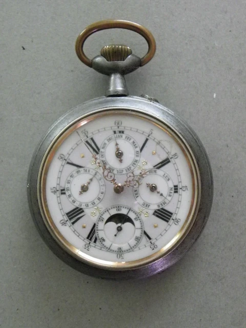 montre gousset 1900 Régulateur comtois 50 mm. gravure avion Blériot