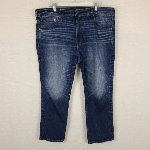 American Eagle Jeans Mens 38 x 30 Athletic Straight Airflex  Temp Tech Dark Wash