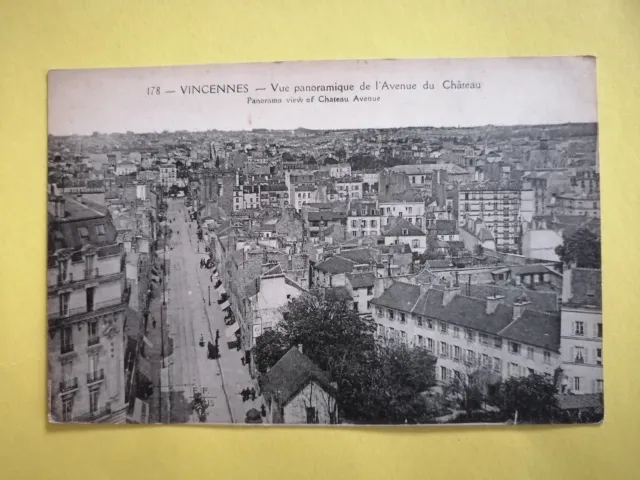 CP Ancienne FRANCE 94 - VINCENNES Val de Marne l'AVENUE du CHÂTEAU in 1923