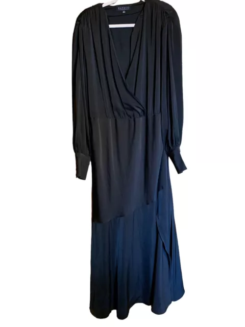 ELOQUII WOMENS PLUS Size 24 Black Sateen Faux Wrap Surplice Cocktail Maxi  Dress $24.99 - PicClick
