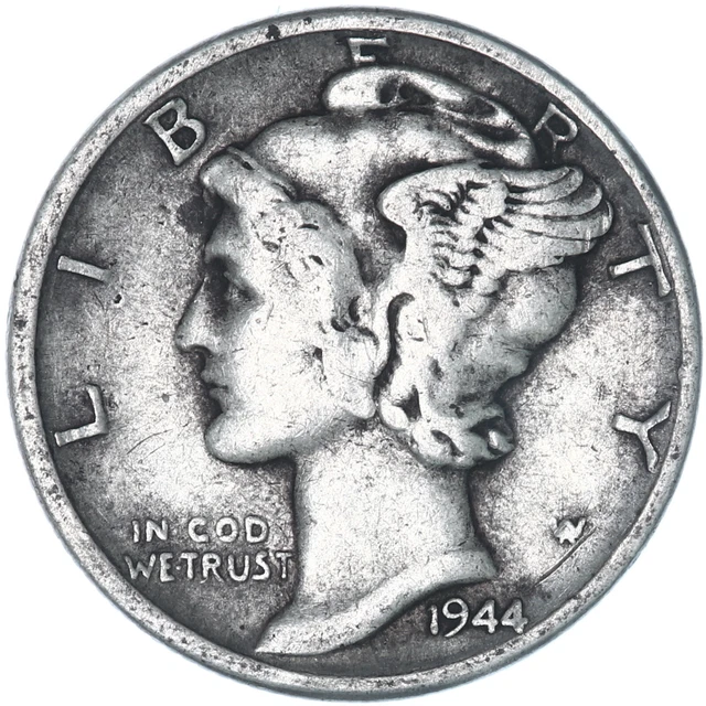 1944 (P) Mercury Dime 90% Silver Very Good VG