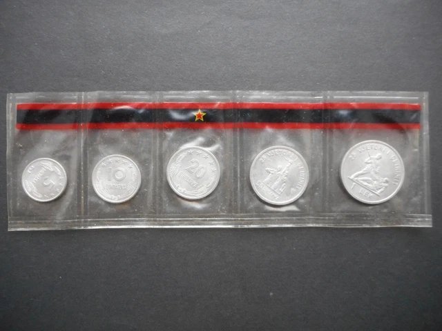Albania 5,10,20,50 Qindarka, 1 Lek 1969 (Lot of 5 Coins)