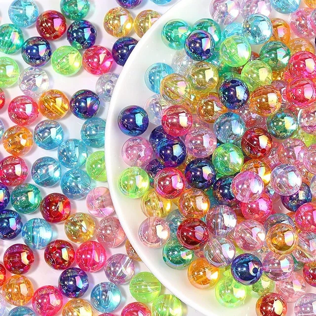 200 PCS 10mm Random Mixed Color Bubble Beads Acrylic Round Glass Beads  Earring