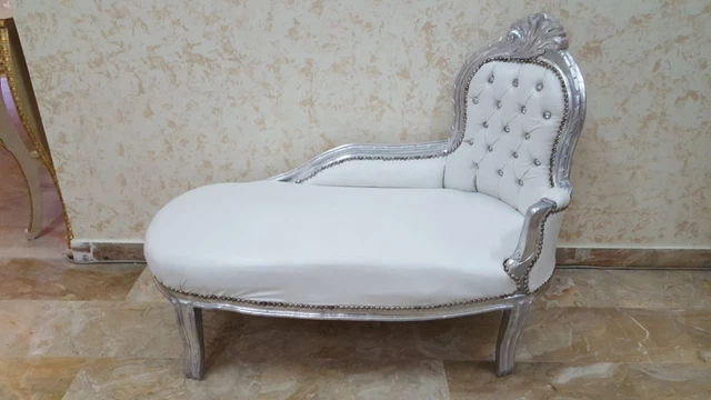 PANCA POLTRONA SCILONG In Legno Argento Ecopelle Bianca Con