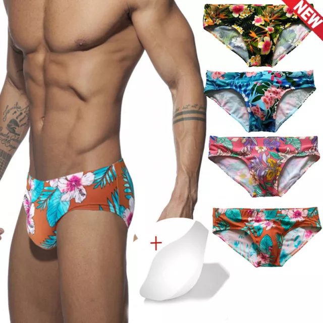 Mens Low Waist Swim Briefs Trunks Swimming Shorts Pants Sexy Swimsuit With Pads*