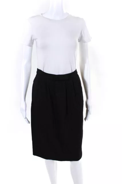 Agnes B Womens Polka Dot Bow Accent Pleated Straight Pencil Skirt Black Size S
