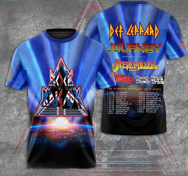 RARE!! DEF LEPPARD And Journey Summer Stadium Tour 2024 3D AOP Tshirt