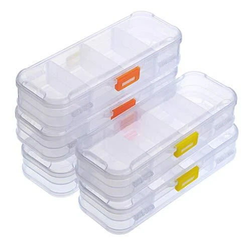 Clear Double Deck Pencils Box- Stationery Box Adjustable Small Orange+Yellow