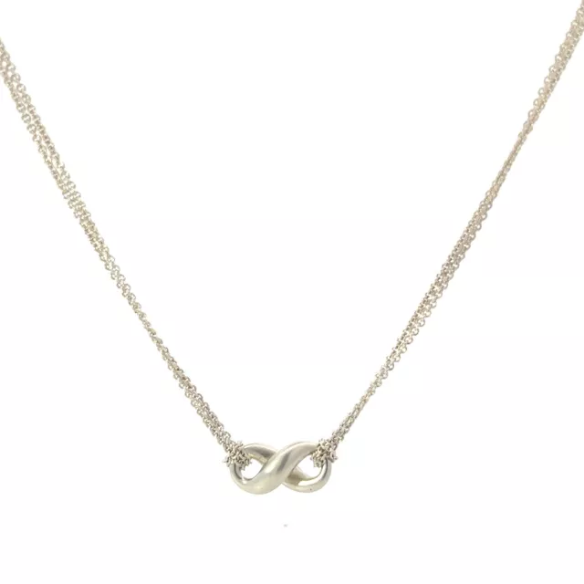 Tiffany & Co Sterling Silver Double Strand Infinity Pendant Necklace 16"