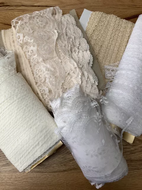 Bundle White & Cream Lace Trim Haberdashery Sewing Craft Embellishments Finishes