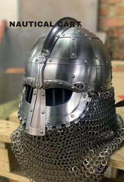 Medieval Steel Viking Vendel Helmet With Chainmail, SCA/ LARP Helmet Best Gift