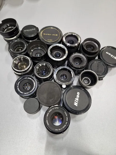 Lot of 20 Zoom Lens Various Models 50mm/35mm/58mm For Parts