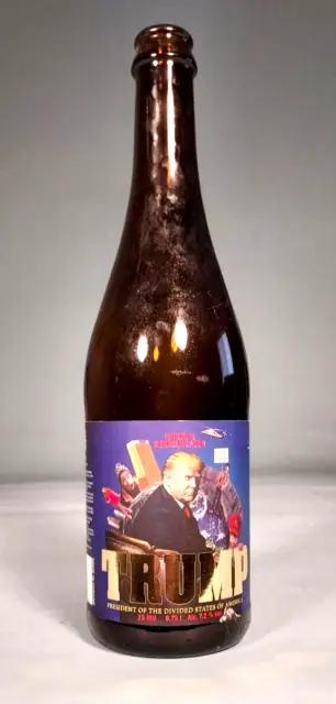 Trump Imperial Mexican Lager Beer Bottle 12" Donald Trump Illustrated Label HTF