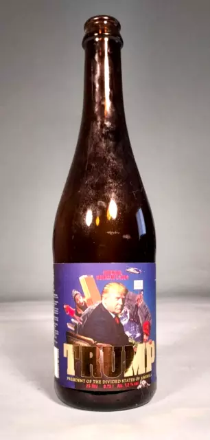 Trump Imperial Mexican Lager Beer Bottle 12" Donald Trump Illustrated Label HTF