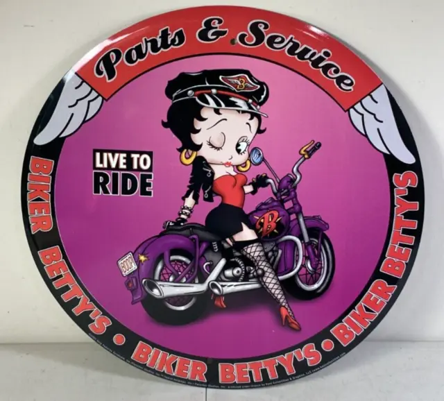 Betty Boop Live To Ride / Betty Biker ~ Metal Sign 12" King Features Syndicate