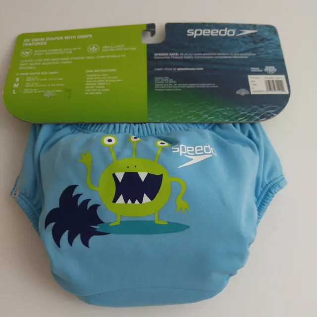 Speedo Baby Swim Diaper With Snaps Size S (6 Months) UV50 Reusable Teal NEW