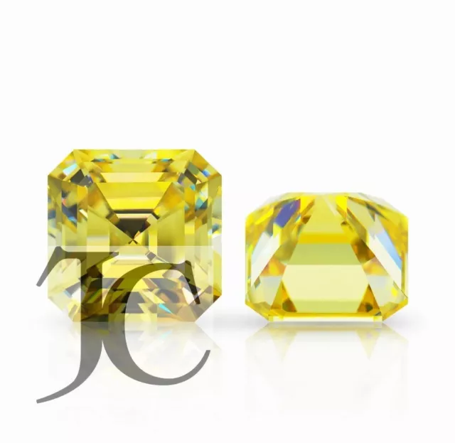 300 CT Yellow Asscher Cut VVS1 Premium Simulated Lab Diamond Loose Solitaire