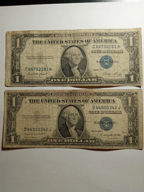 Old Money 🤑💰 1935E, 1935G series Blue Seal Silver Certificates